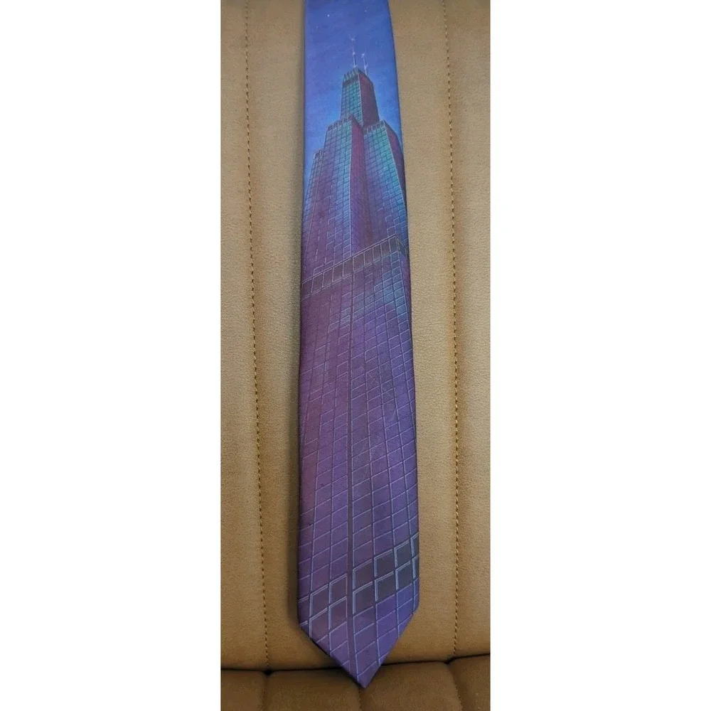 Vintage Ralph Marlin Mens Tie The Sears Tower‎ 1991 Chicago